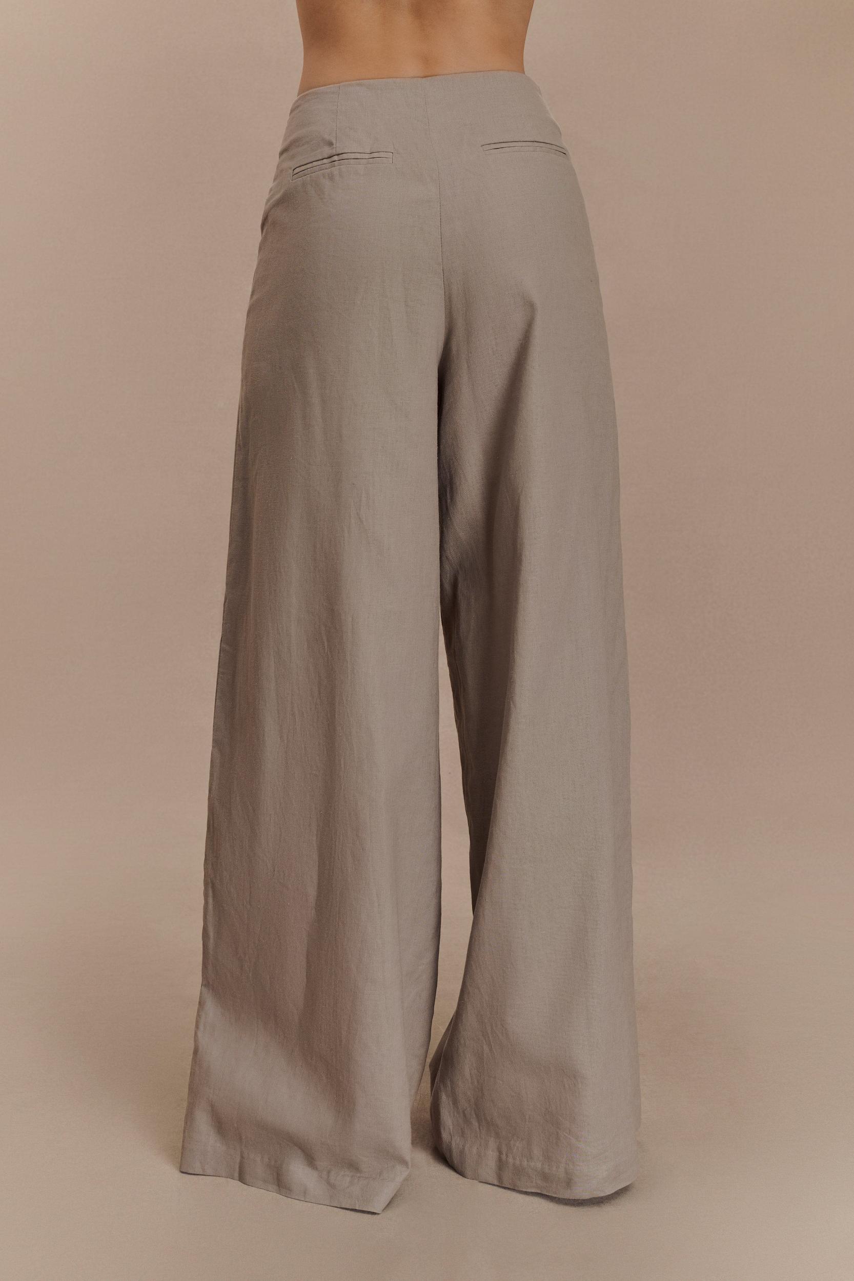 Brandi Linen Straight Leg Pant - Pebble Product Image