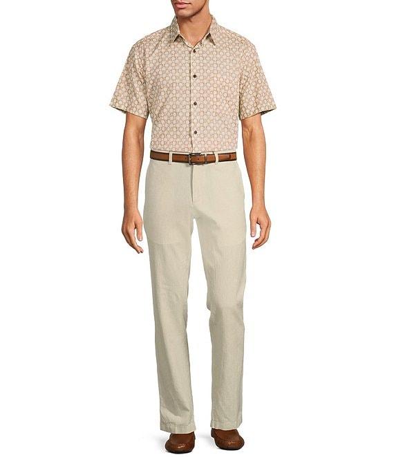 Roundtree & Yorke Andrew Fit Flat Front Solid Linen Chinos Product Image