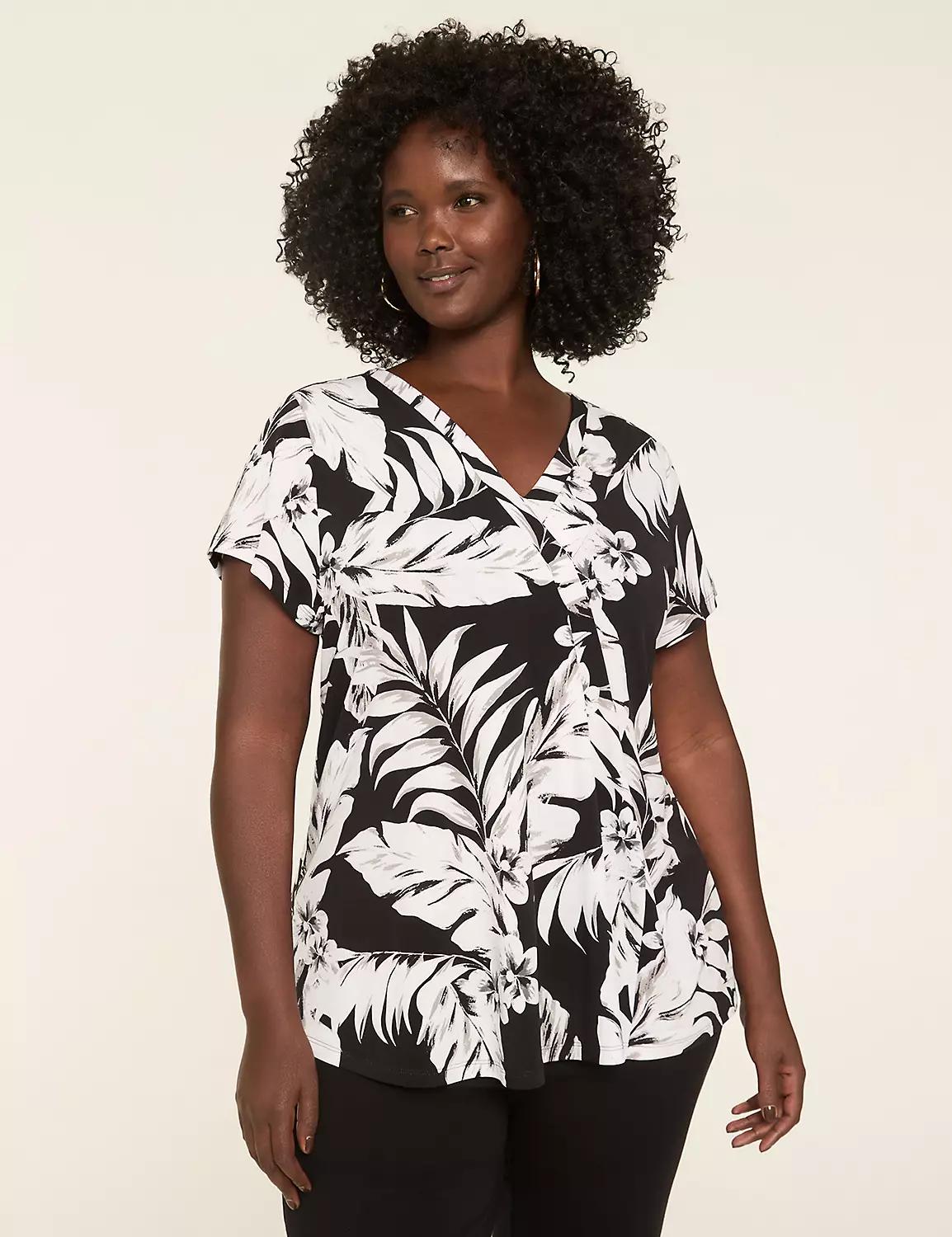 Cap-Sleeve Pleat-Front Top Product Image