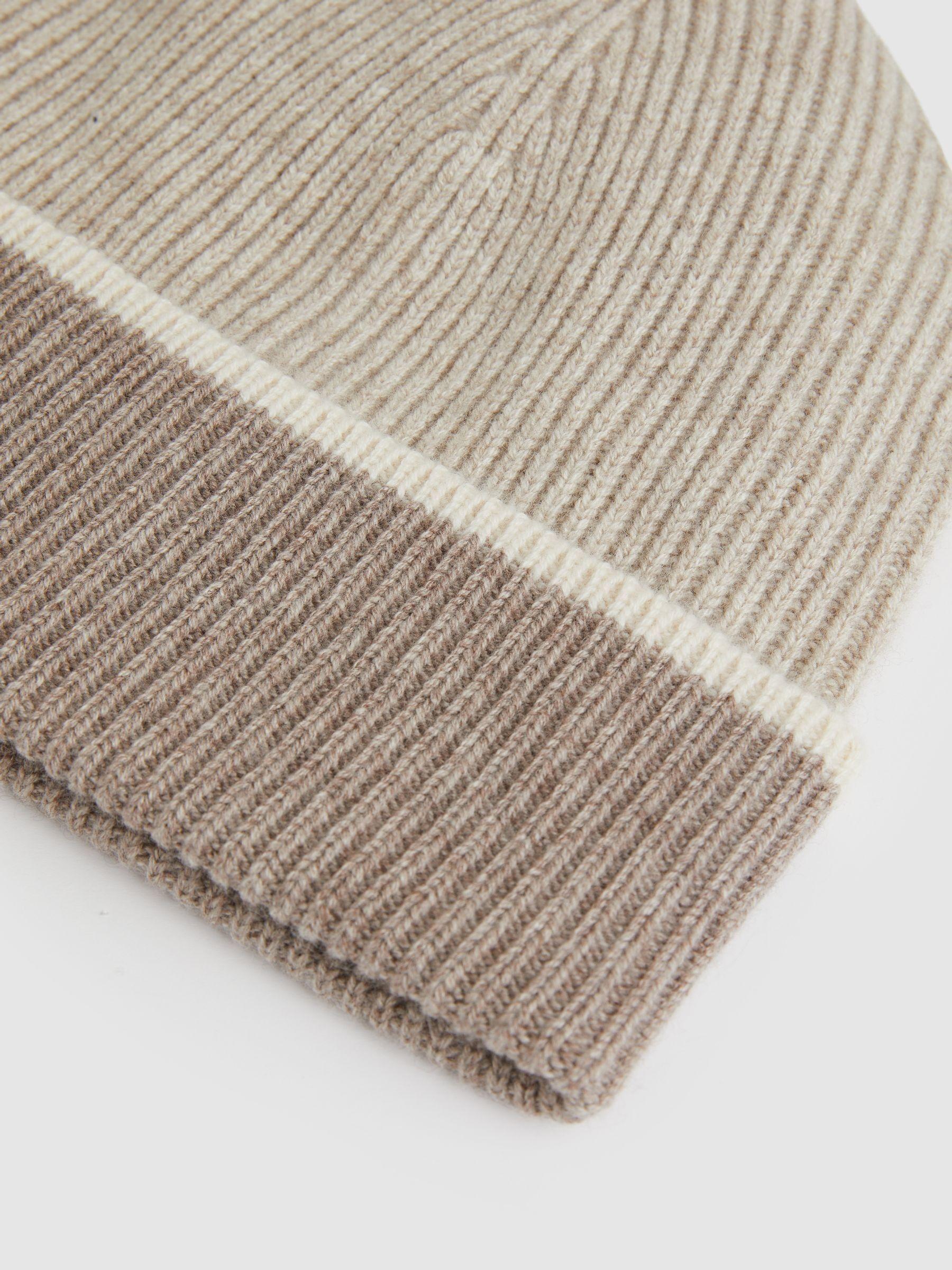Wool Blend Tipped Beanie in Taupe Product Image