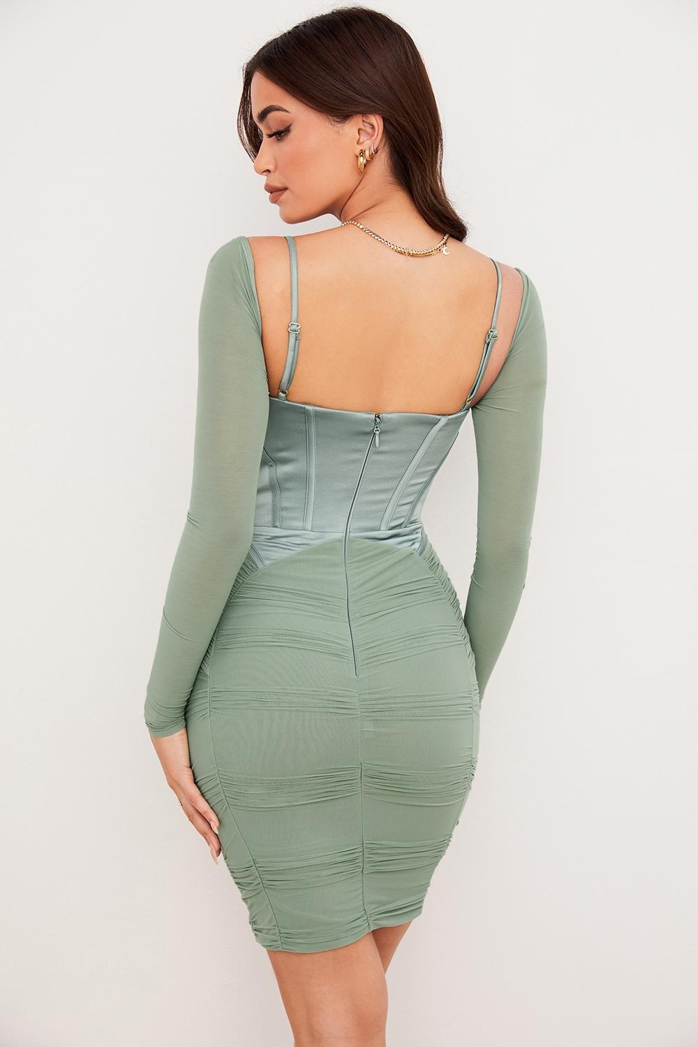 Freyja  green gathered corset dress - sale Product Image