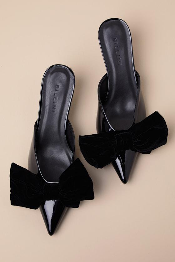 Niva Black Patent Bow Kitten Heel Pumps Product Image