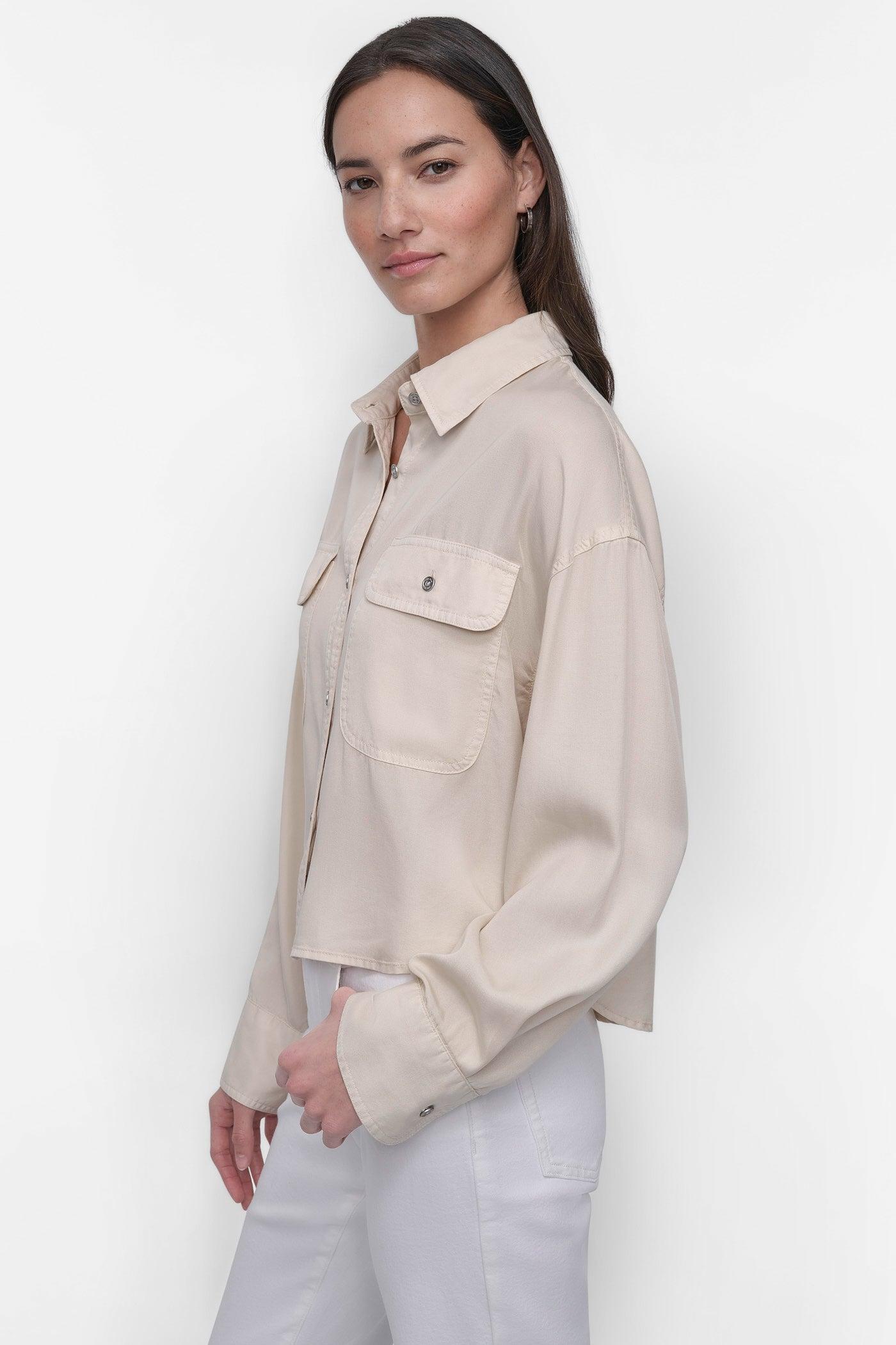 CROPPED BUTTON FRONT SHIRT Product Image