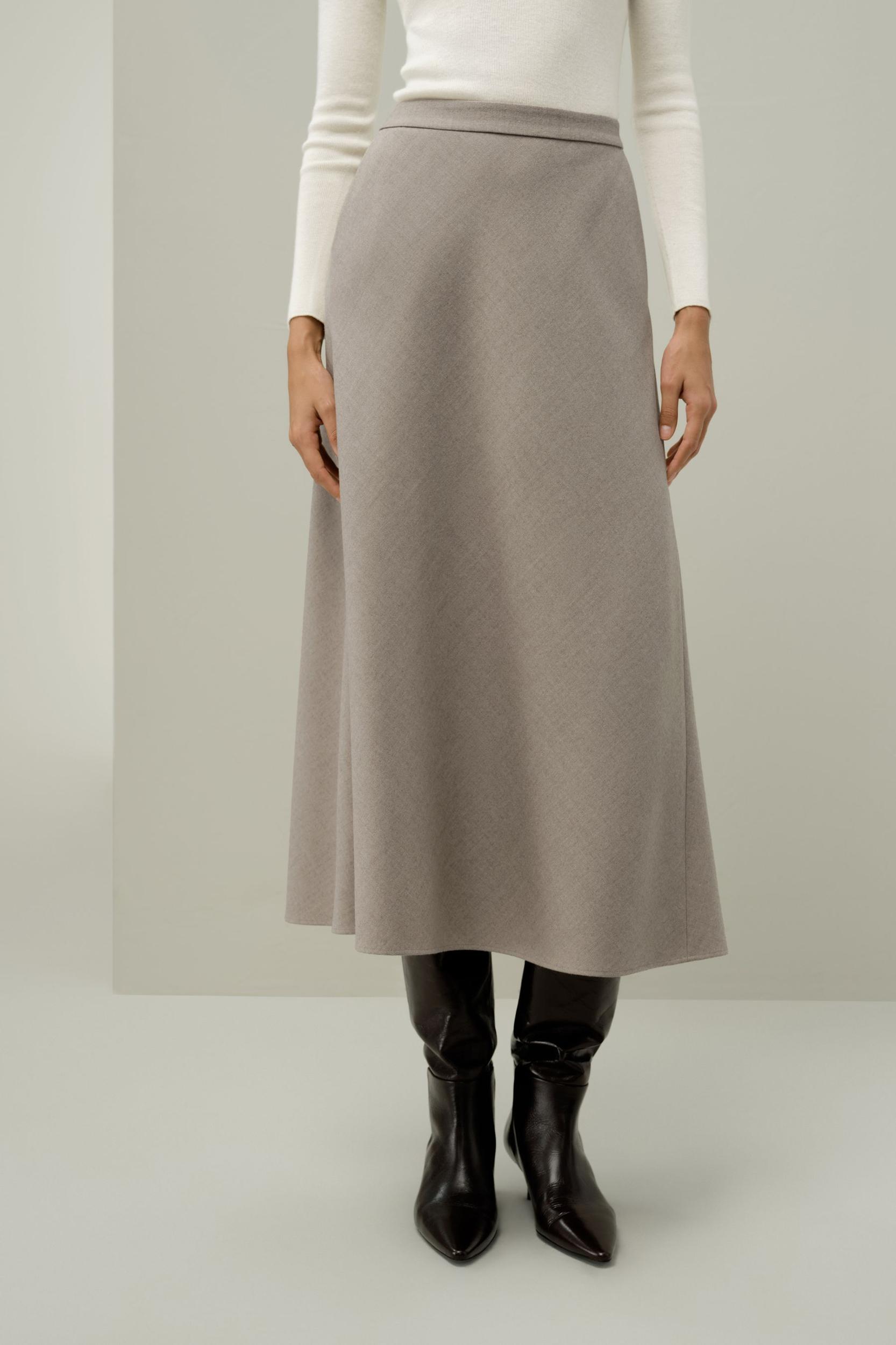 Mottled Silk-Wool A-Line Skirt Product Image