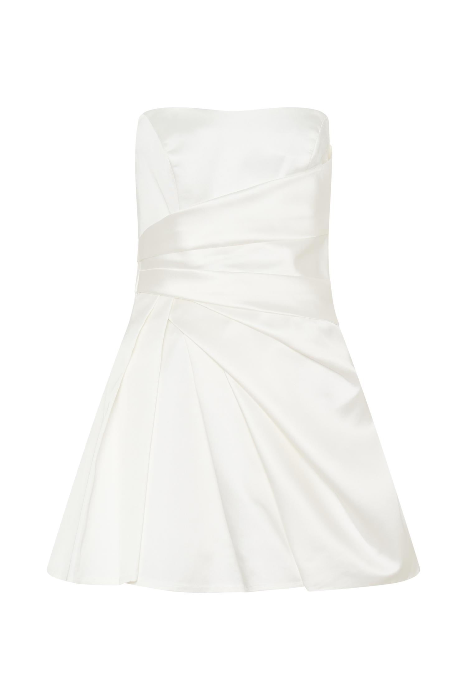 Lora Strapless Satin Mini Dress - White Product Image