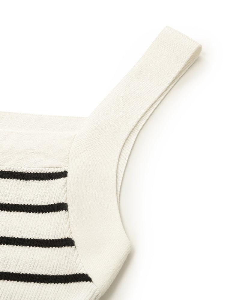 Acetate Striped Square Neck Women Knit Vest Product Image
