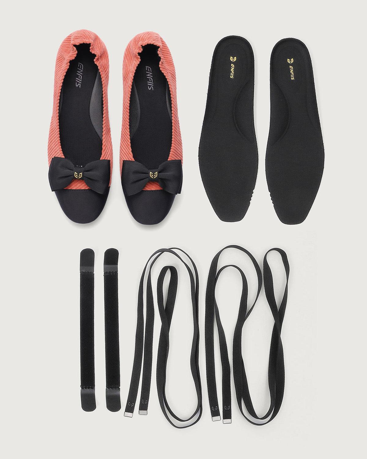 Enfiis Brick Red Twill Square Toe Ballet Flats Product Image