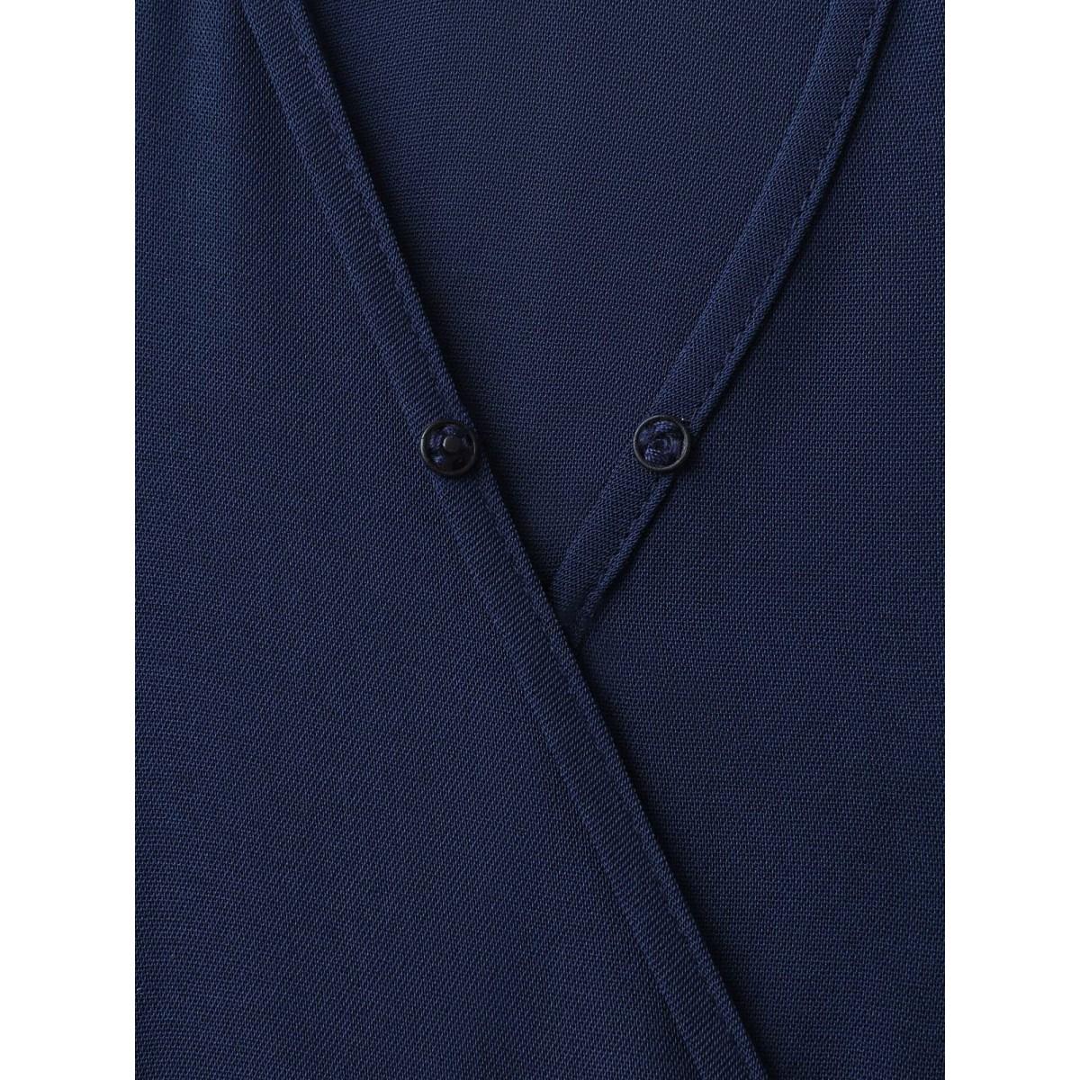 Plus Size Navy Laser-Cut Hem Shirred Wide-Leg Jumpsuit Women Romantic Short sleeve V-neck Elegant Loose Jumpsuits BloomChic 22-24/3X Product Image