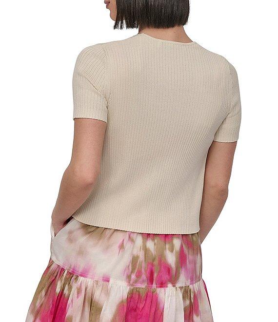 DKNY by Donna Karan Ribbed Knit Short Sleeve Cardigan Product Image