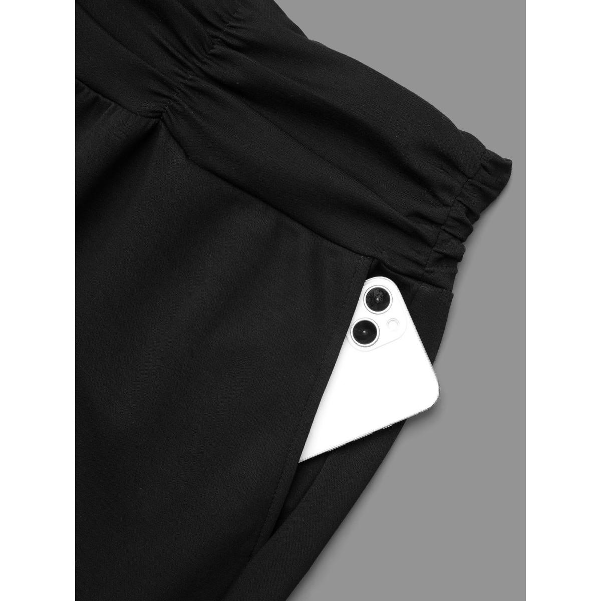 Plus Size Supersoft Essentials Elastic Waist Pockets Jogger Pants Women Black Casual Mid Rise Everyday Pants BloomChic 10/M Product Image