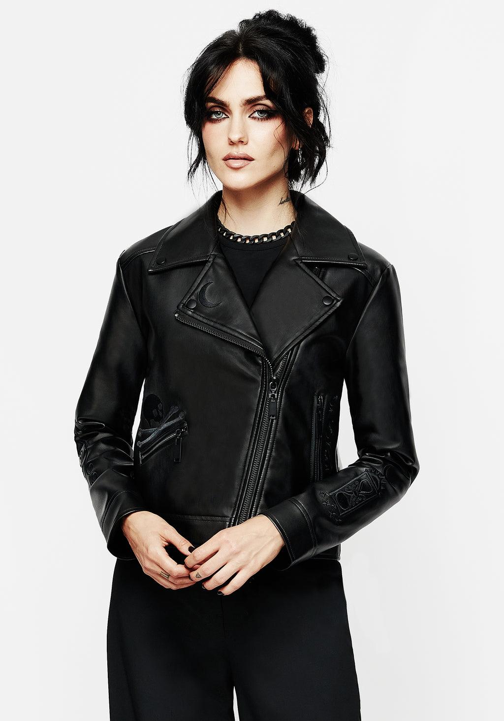 Mori Embroidered Faux Leather Jacket Product Image