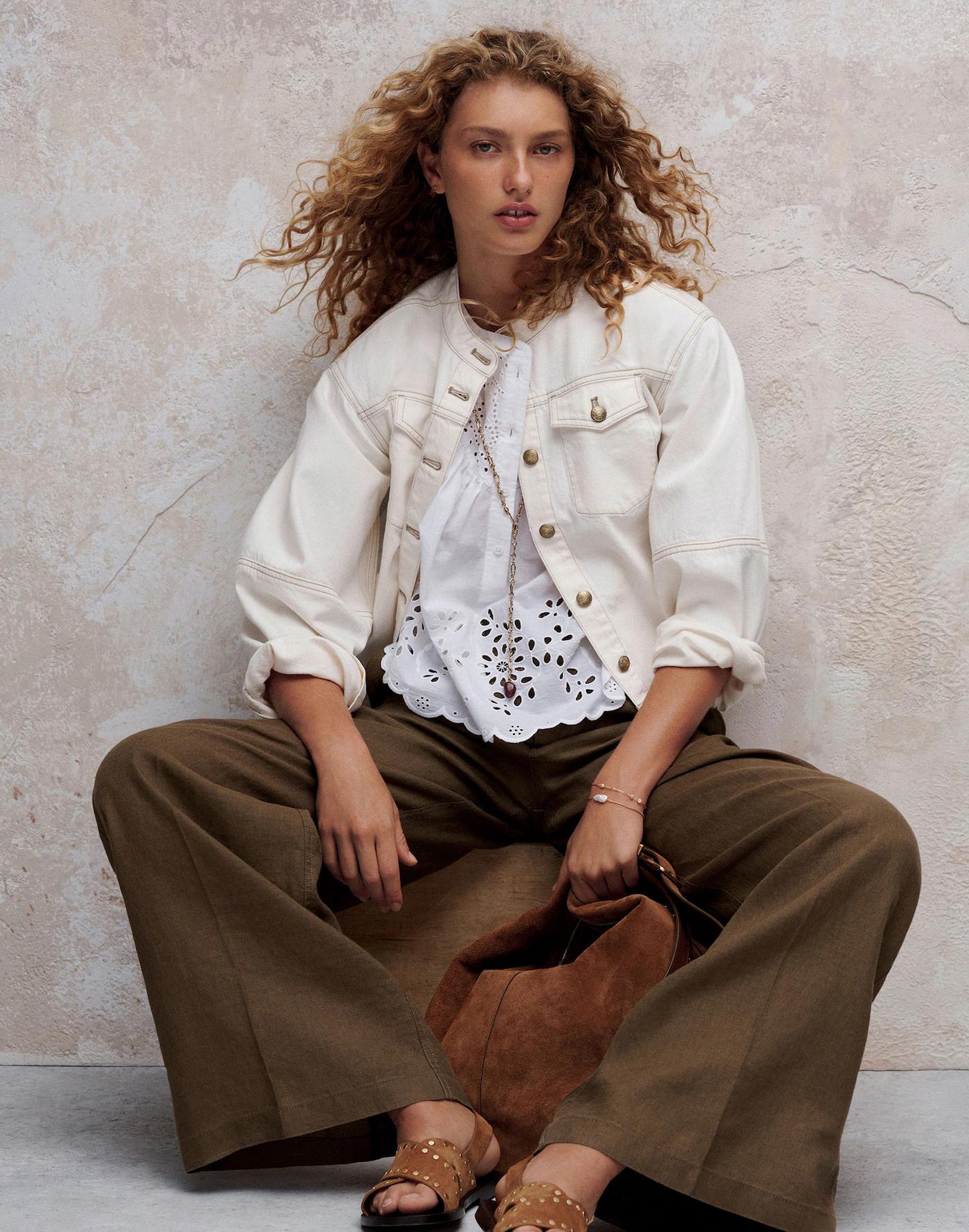 Cocoon-Sleeve Denim Lady Jacket Product Image