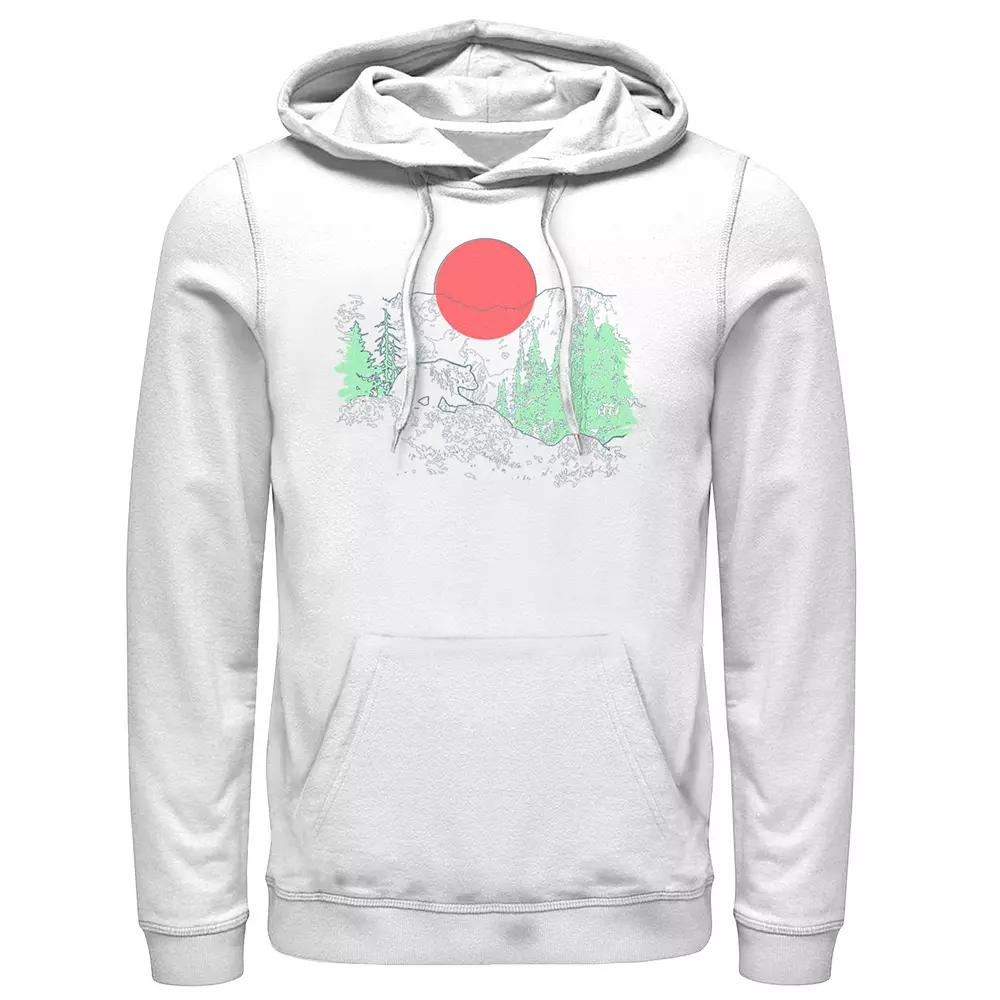 Men's Cali Bear Mountains With Neon Trees Line Sketch Hoodie,  Product Image
