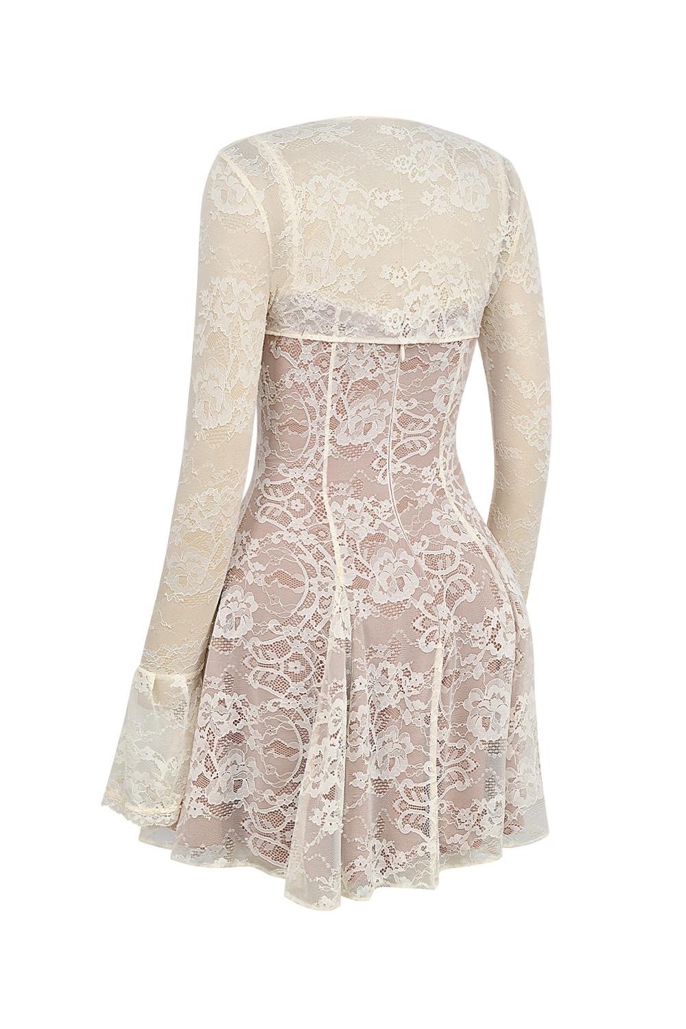 Alice  vintage cream lace mini dress Product Image