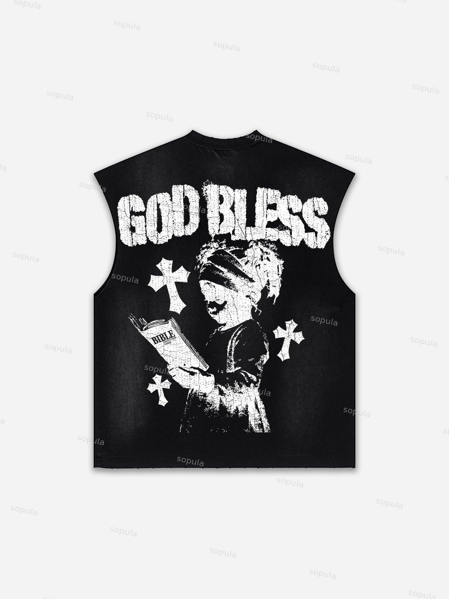 Western Eagle Graphic Men's Washed Tank Top Sleeveless Shirts Product Image