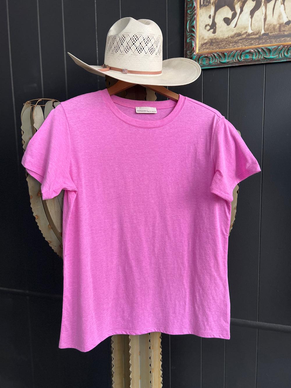 Zenana Cotton Boyfriend Round Neck Basic Tee Product Image