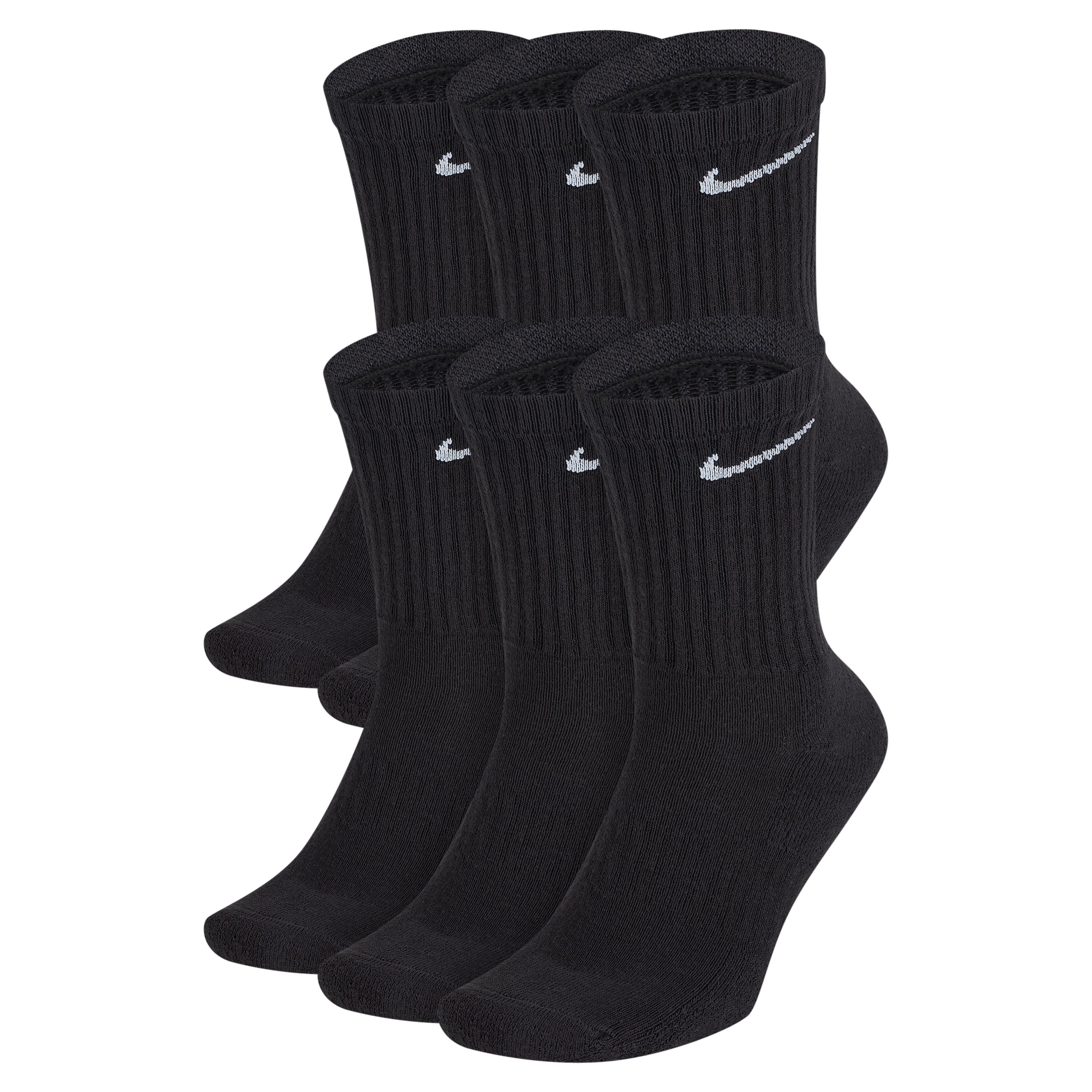 Nike Mens Everyday Cushioned Training Crew Socks (6 Pairs) | SX7666-010 Product Image