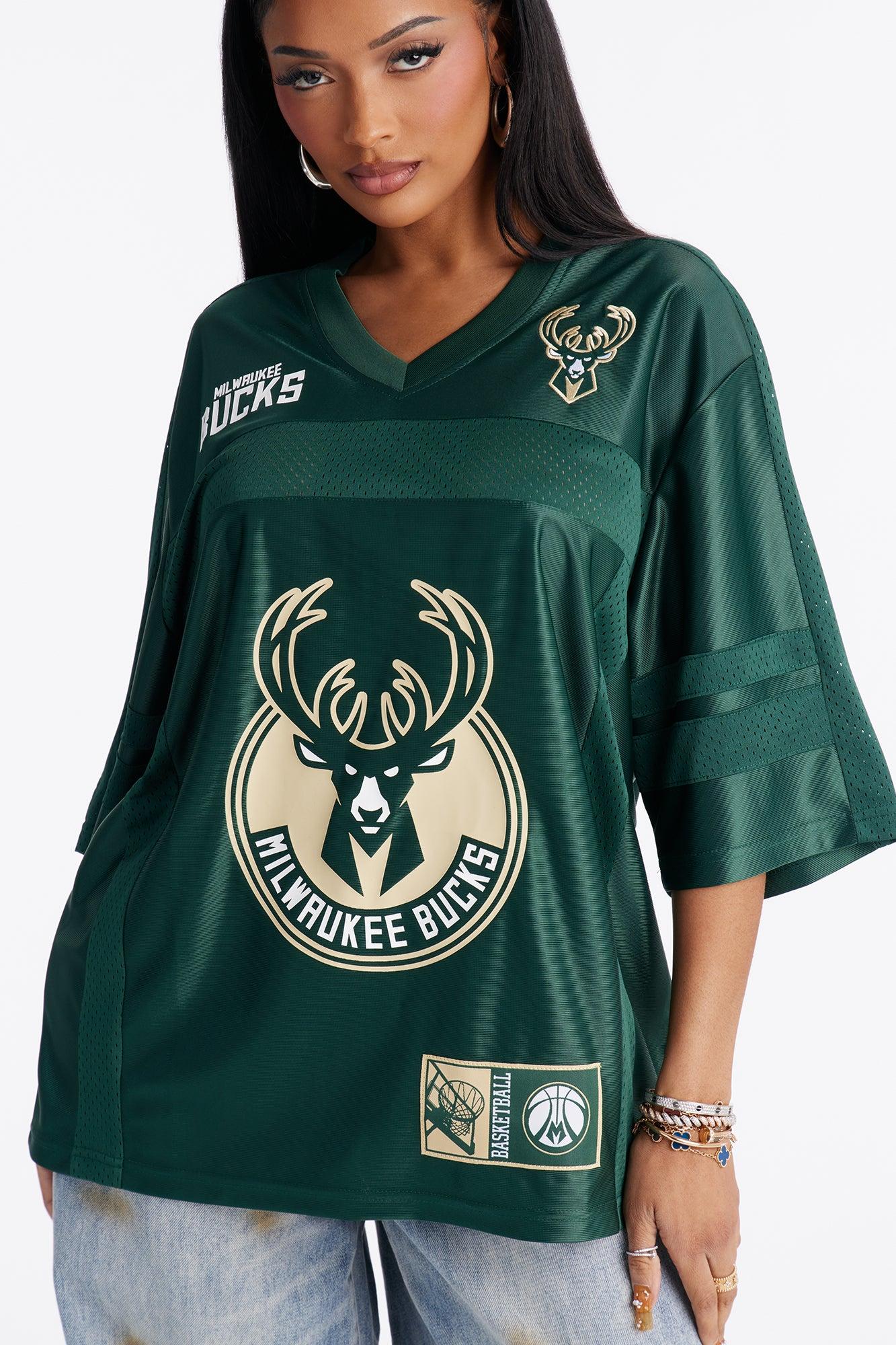 NBA Bucks Oversized Mesh Tee - Hunter Female Product Image
