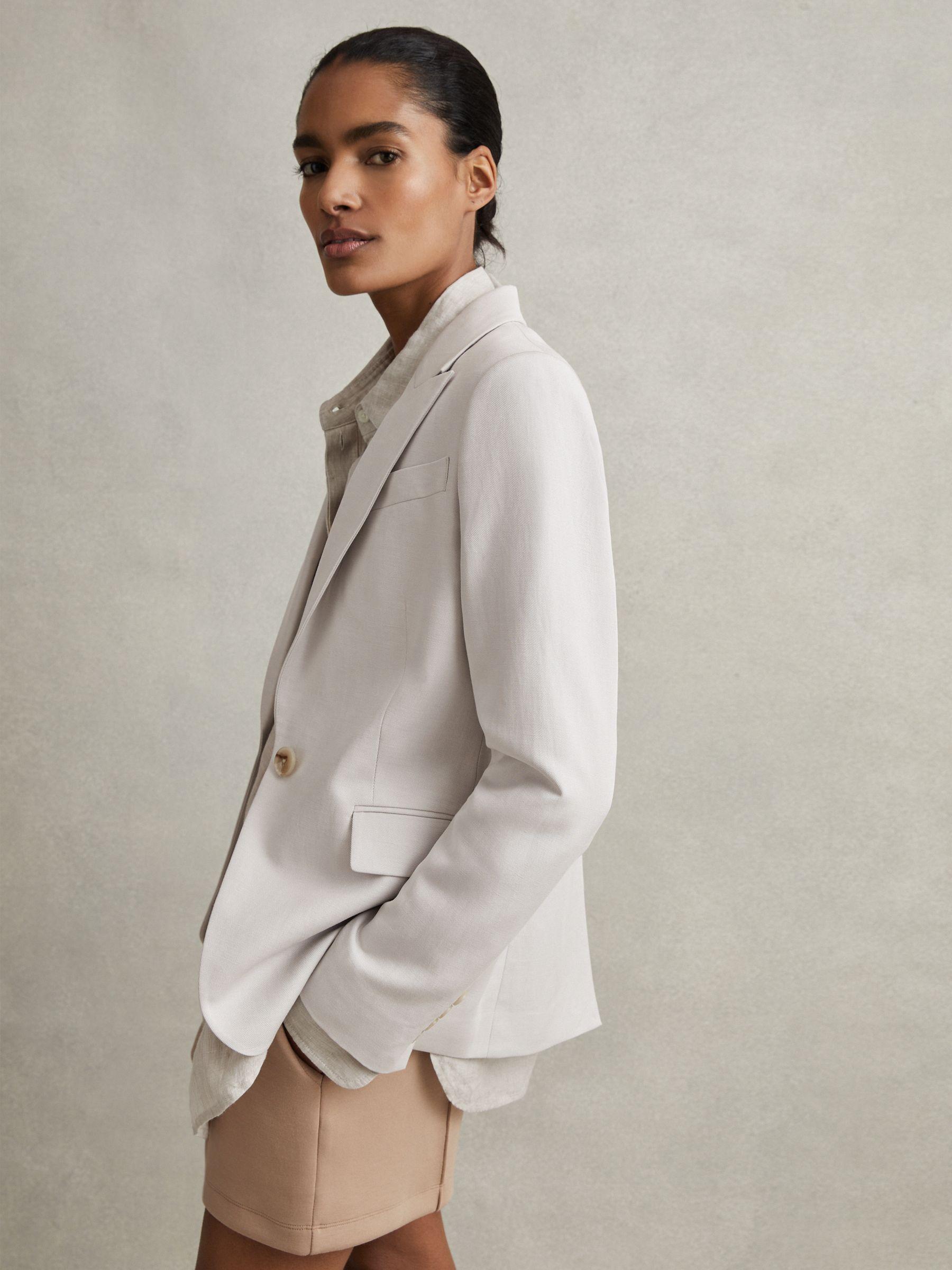 Single Breasted Suit Blazer with TENCEL™ Fibers in Light Grey Product Image