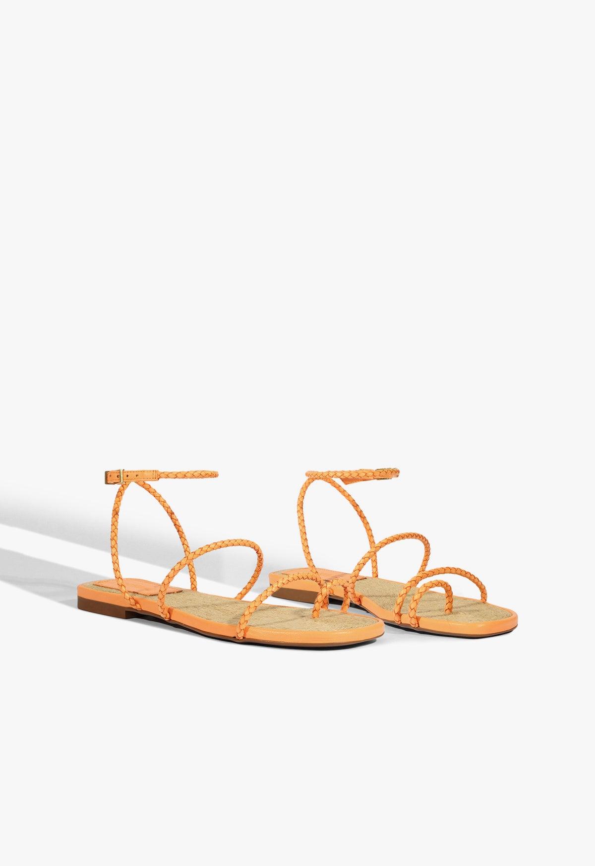 Kaya Orange Leather Flat Sandal Product Image