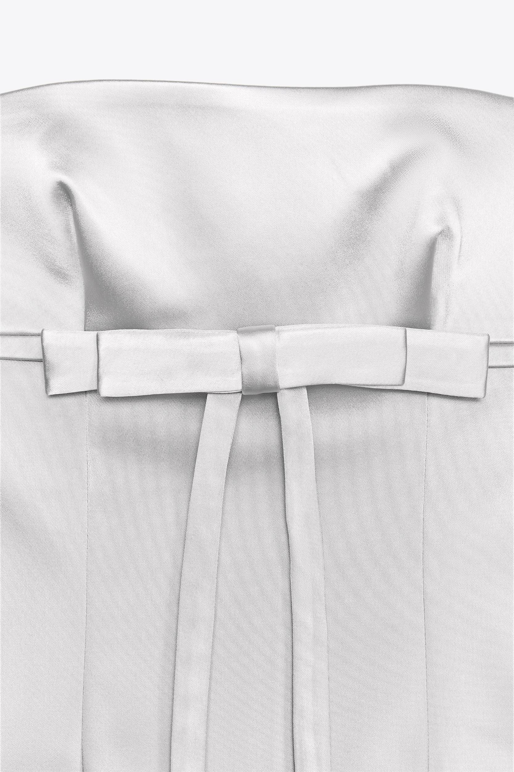 STRAPLESS SATIN DRESS WITH BOW Product Image