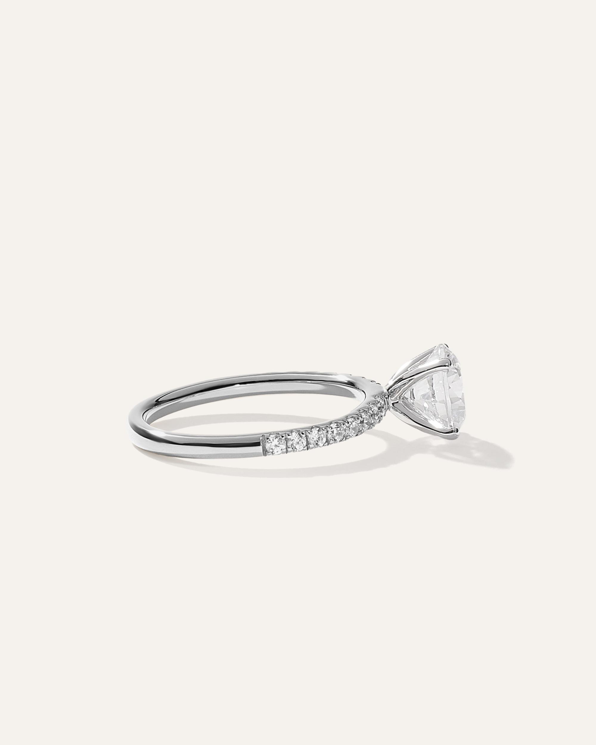 Quince | Women's Lab Grown Diamond Round Petite Pave Engagement Ring Product Image