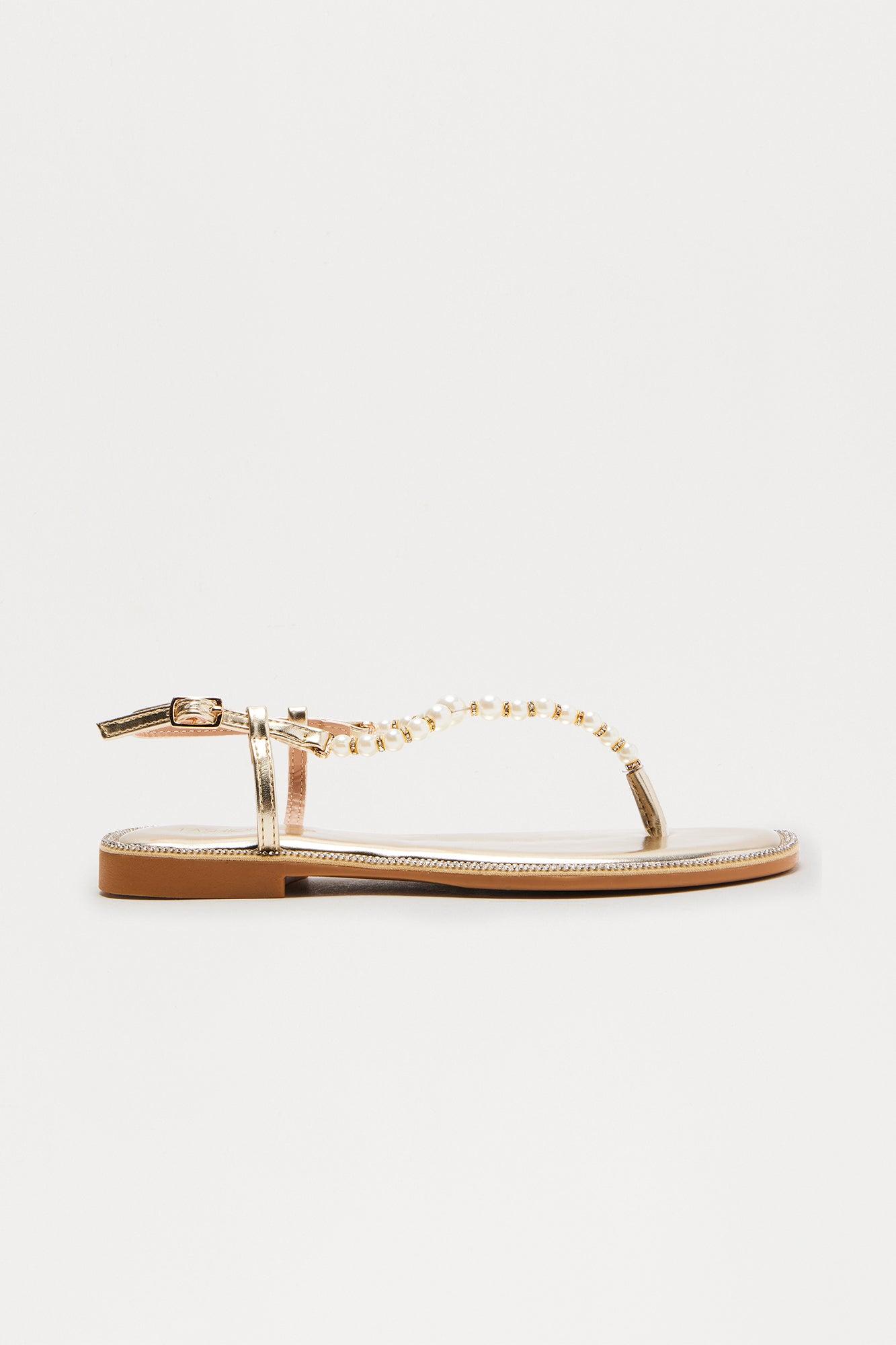 Liz Pearl Strappy Sandals - Gold Product Image