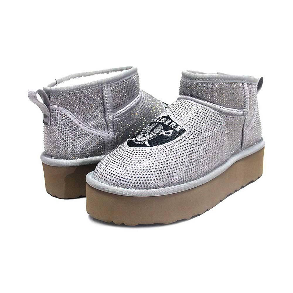 Women's Cuce Silver Las Vegas Raiders Crystal Platform Boots,  Product Image
