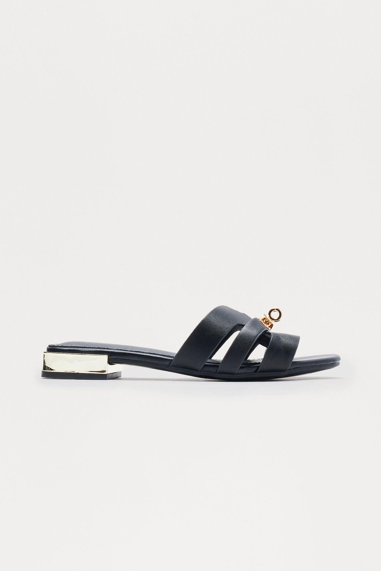 Archie Hardware Slip On Sandals - Black Female Product Image