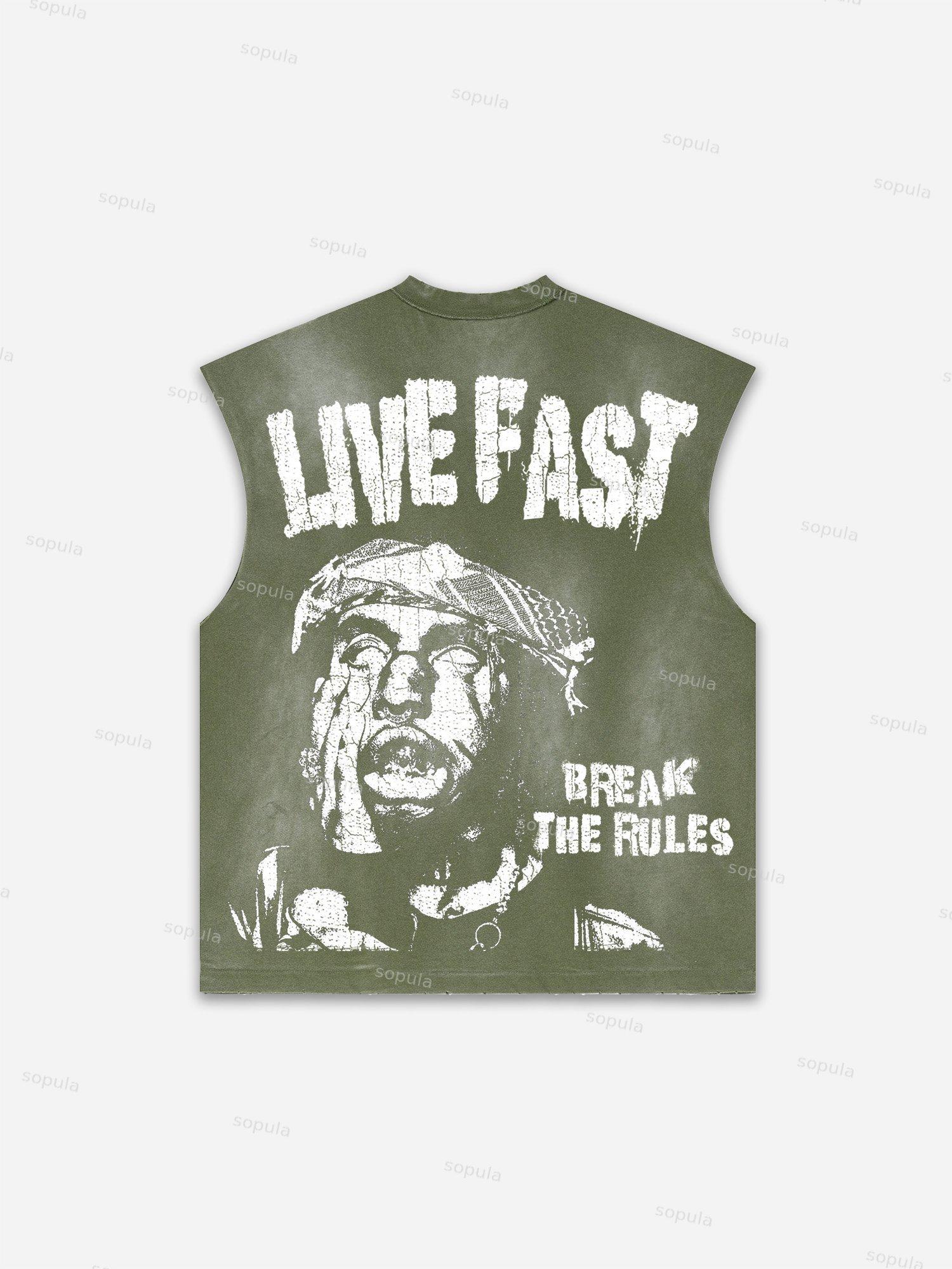 Captivity Live Free Or Die Print Distressed Tank Top Product Image