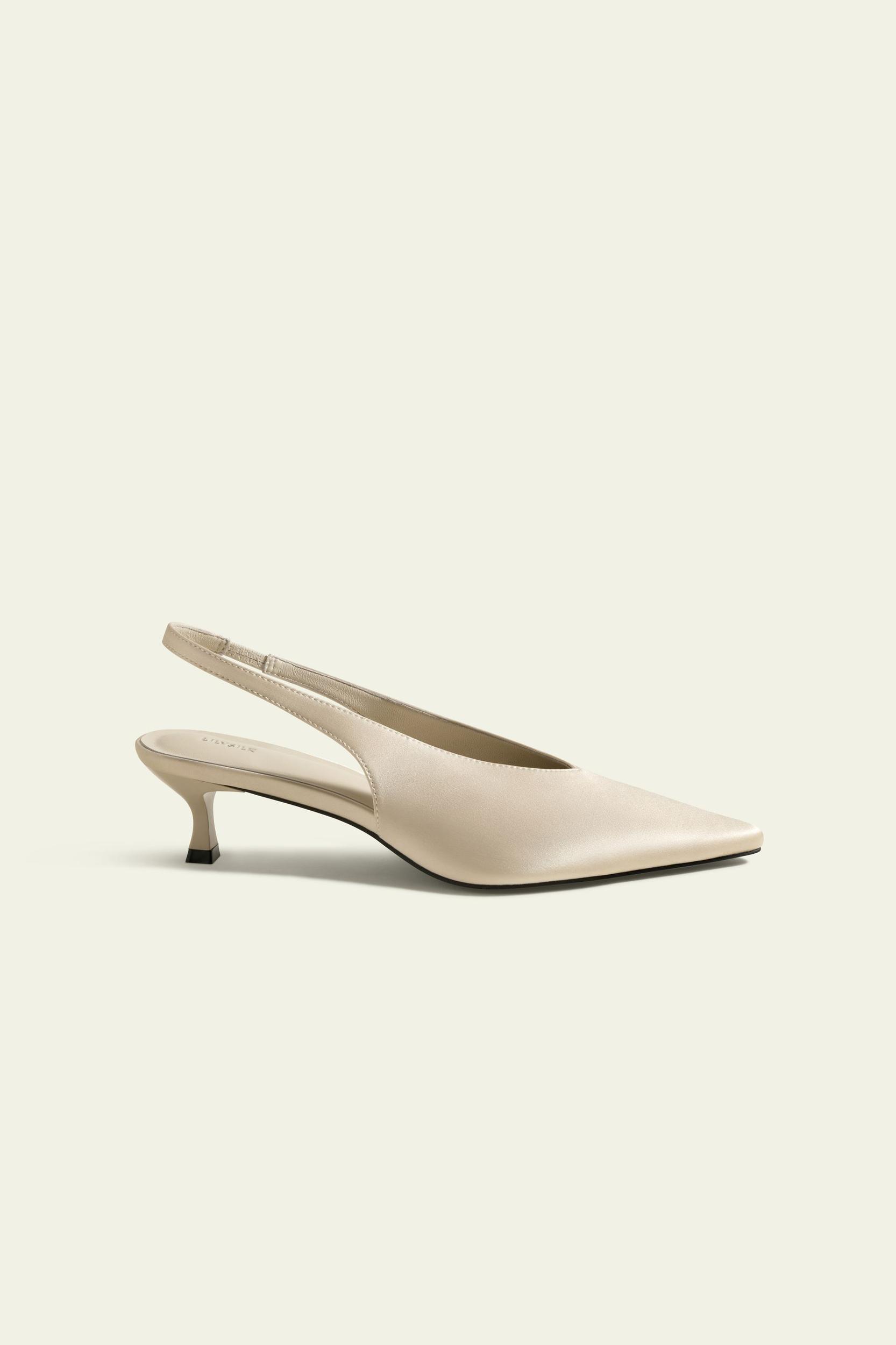 Silk charmeuse Pointed-Toe Slingback Heel Product Image