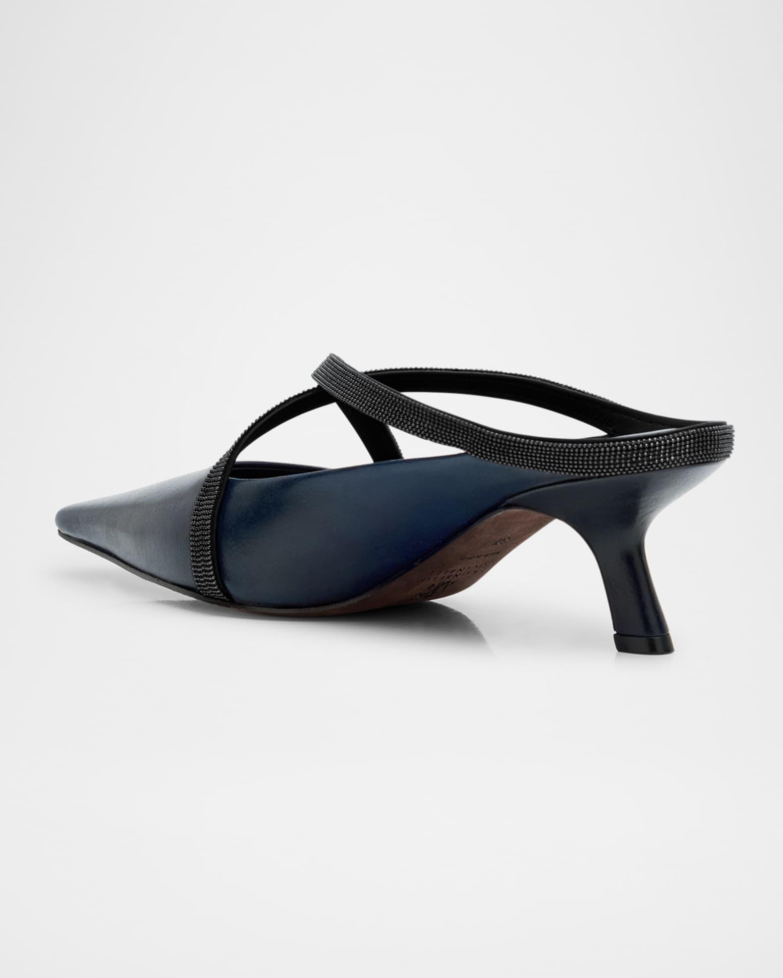 Leather Monili Crisscross Mule Pumps Product Image
