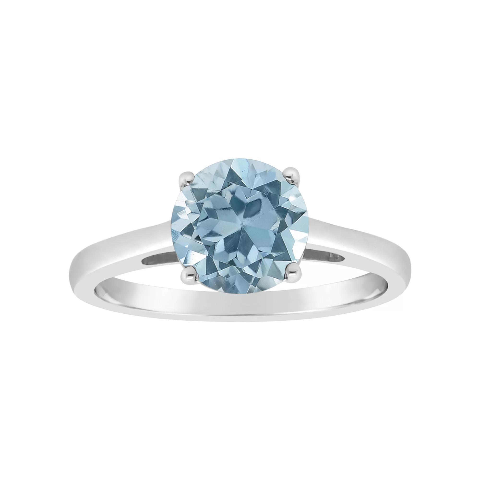 Alyson Layne 14k Gold Round Sky Blue Topaz Solitaire Ring, Women's, Size: 7, 14k White Gold Product Image