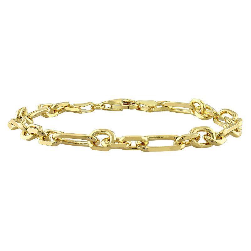 Stella Grace Mens Sterling Silver 6 mm Figaro Chain Bracelet Gold Tone Product Image