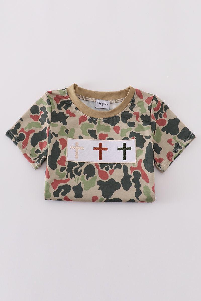 Camouflage cross embroidery top Product Image