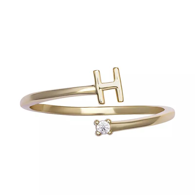 PRIMROSE Sterling Silver Cubic Zirconia Initial Bypass Band Ring, Womens Gold Tone E Product Image