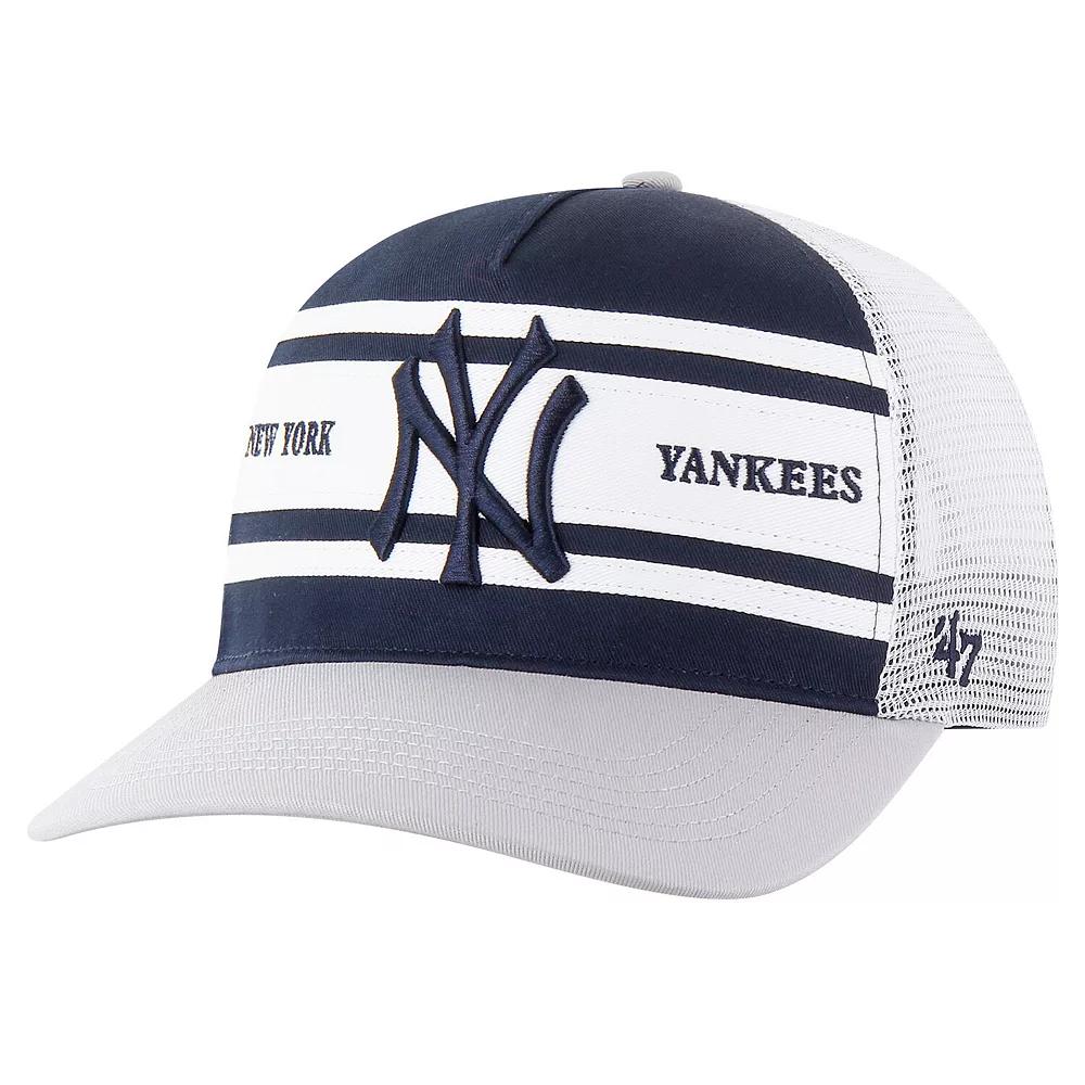 Men's '47 Navy New York Yankees Gridiron Super Stripe Relaxed Trucker Hitch Adjustable Hat, Blue Product Image