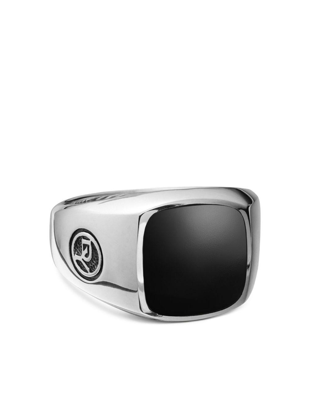 sterling silver Exotic Stone onyx signet ring (14mm) Product Image