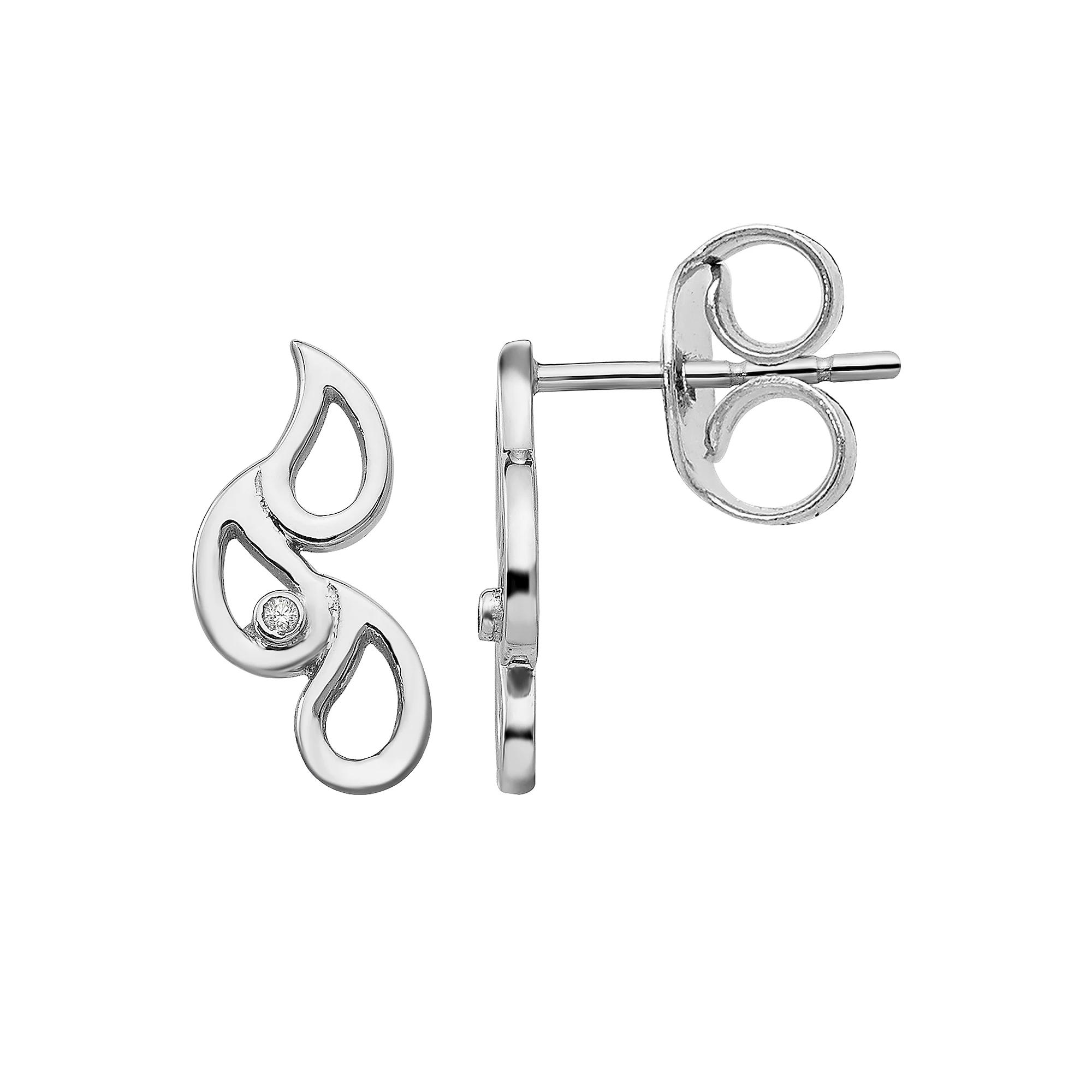 White Ice Sterling Silver Diamond Accent Raindrop Post Earrings, Womens Product Image