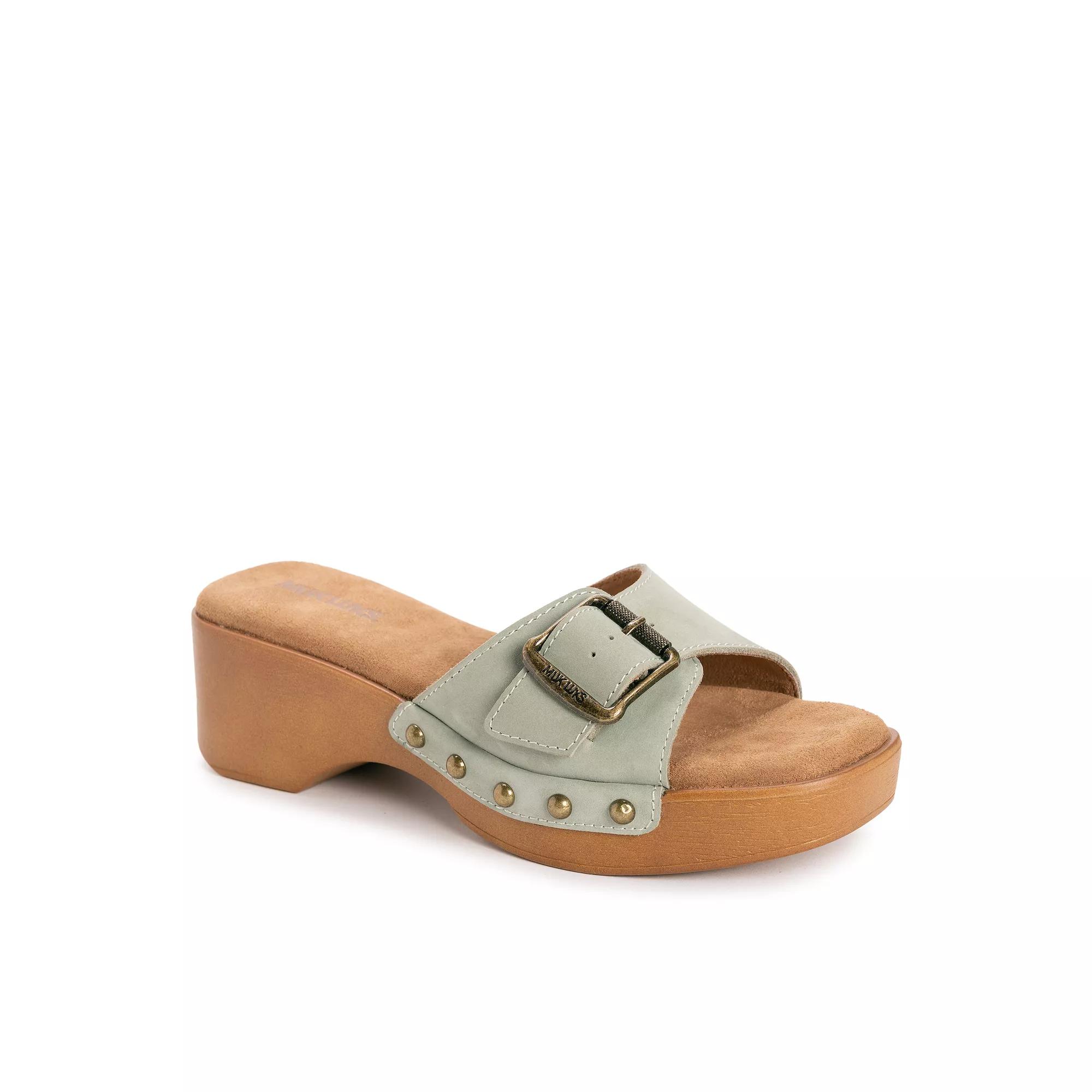 MUK LUKS Womens Cora Comfort Sandals Green Nubuck Product Image