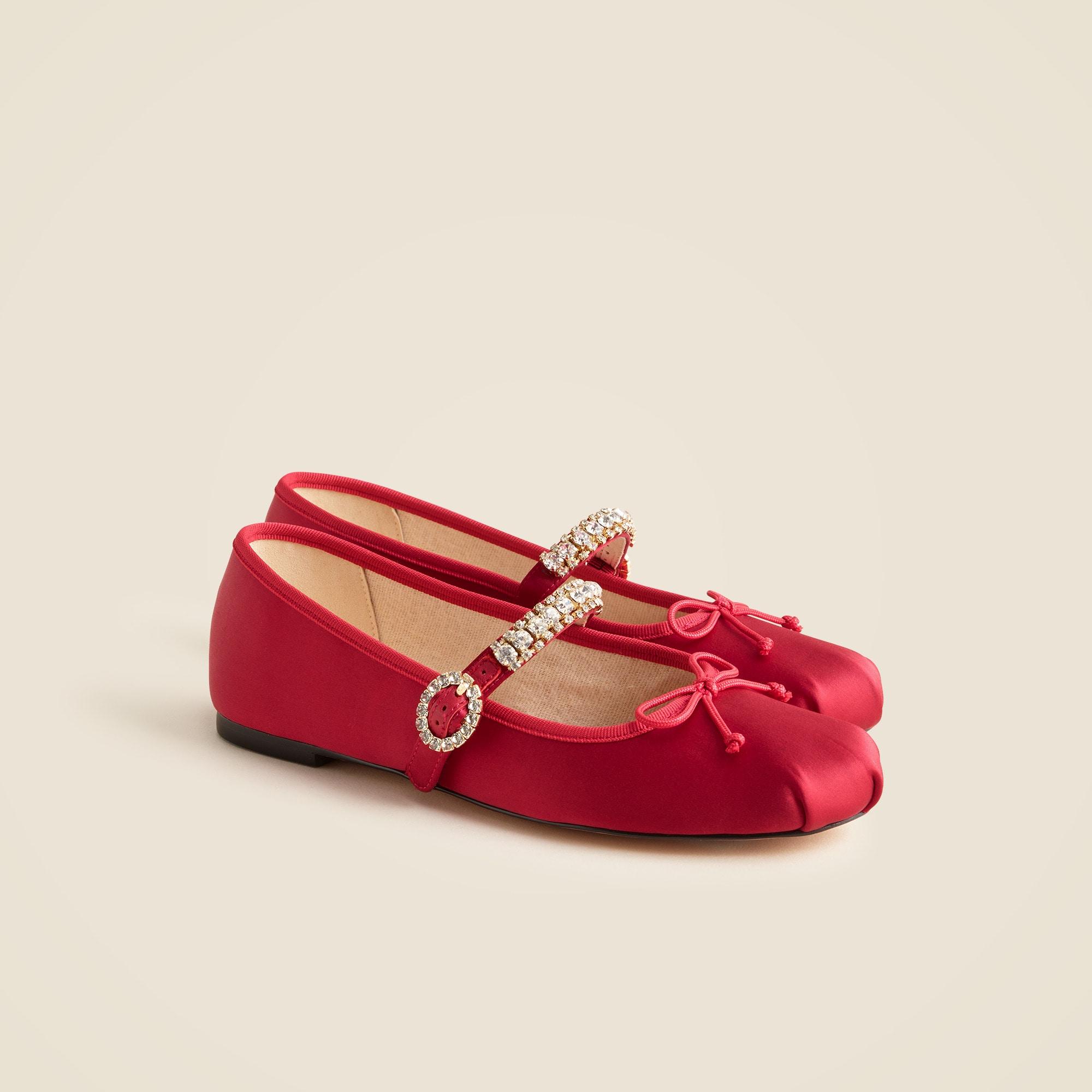 Logan embellished Mary Jane ballet flats in satin Product Image