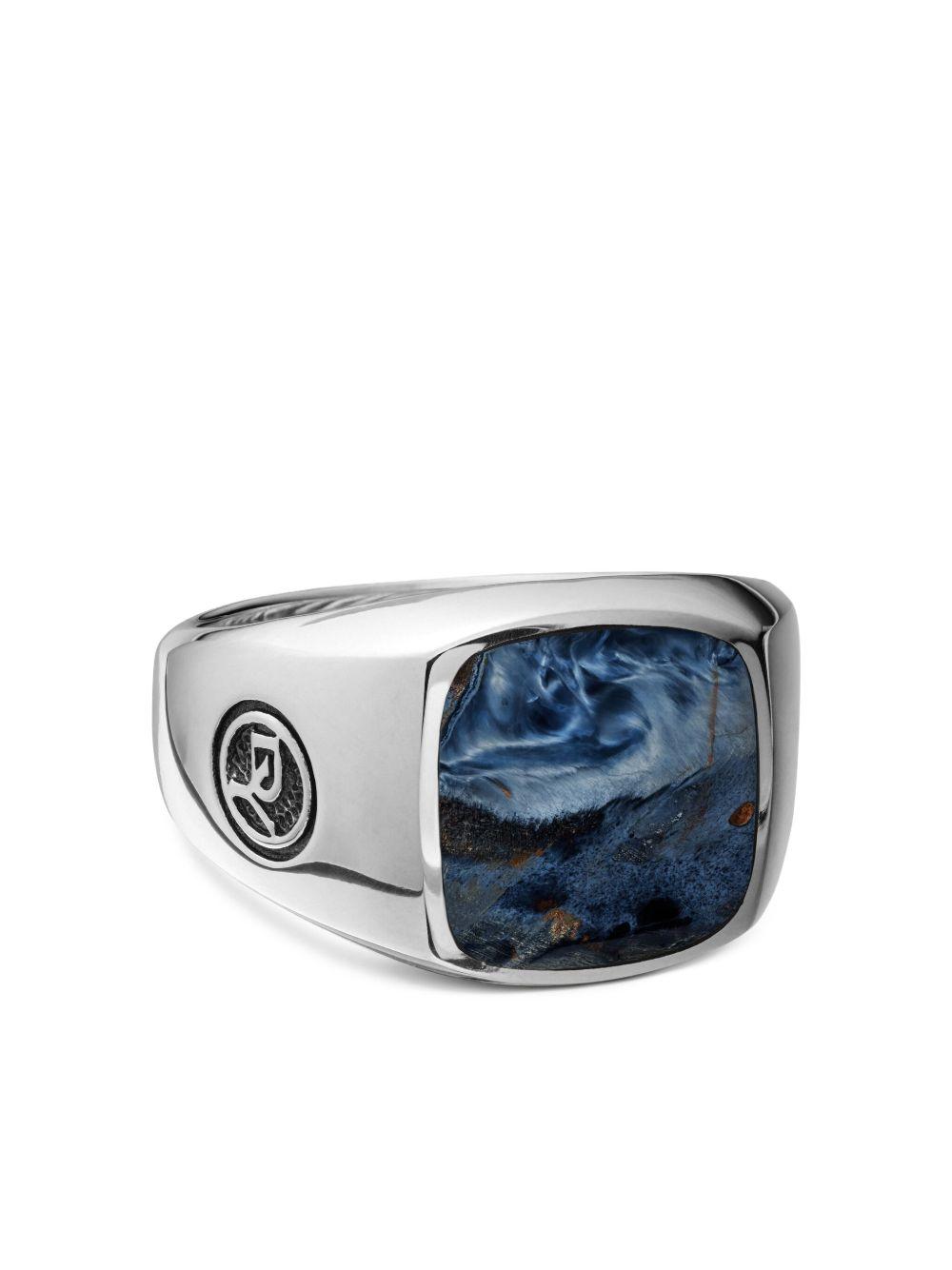 sterling silver Exotic Stone pietersite signet ring (14mm) Product Image