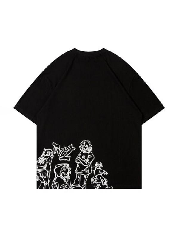 Street Character Graffiti Print Oversized Short Sleeve Tee Product Image