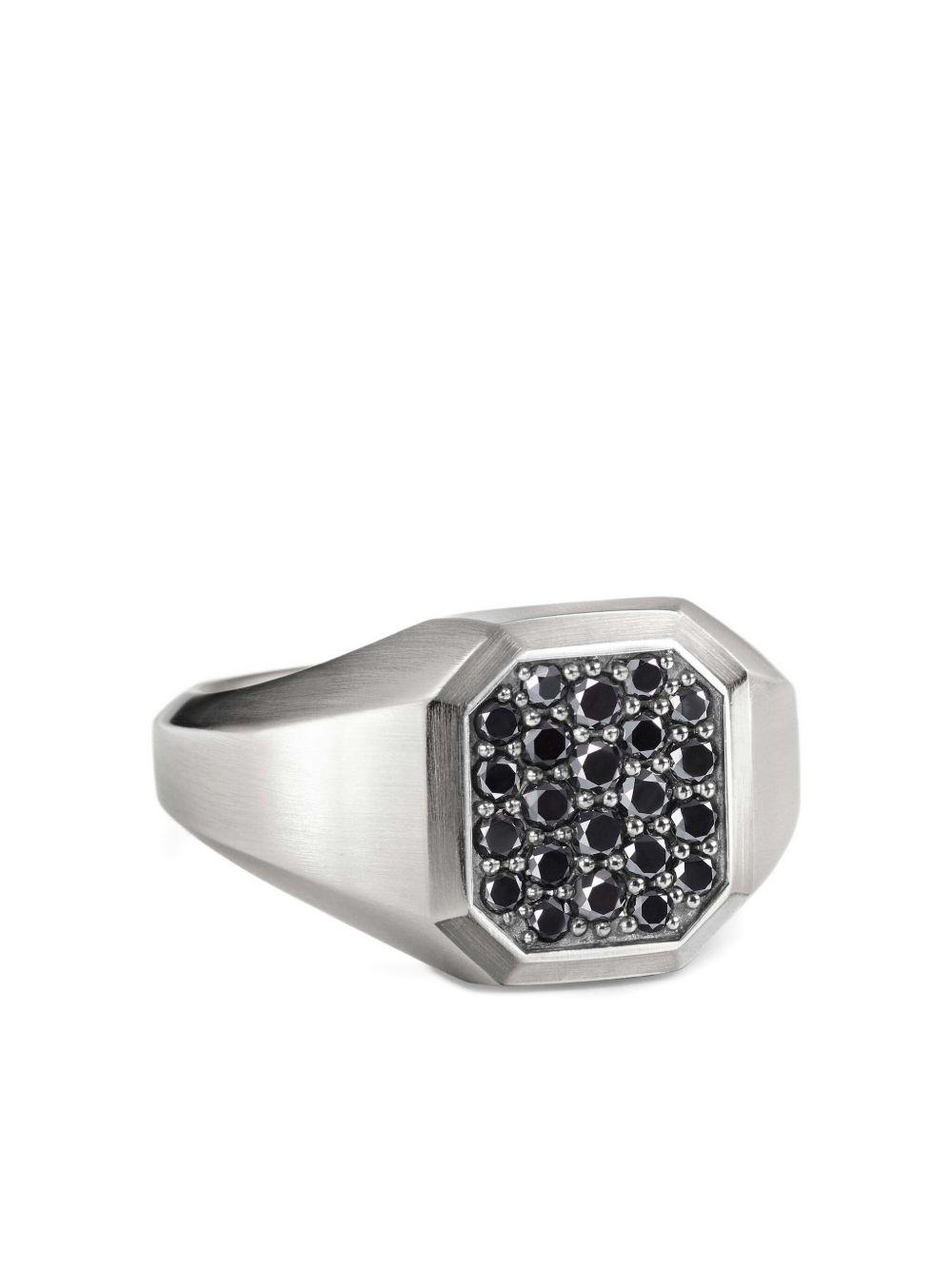 sterling silver Streamline diamond signet ring (14mm) Product Image