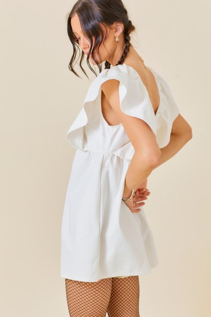 Ruffle Slv V-Neck Romper Product Image