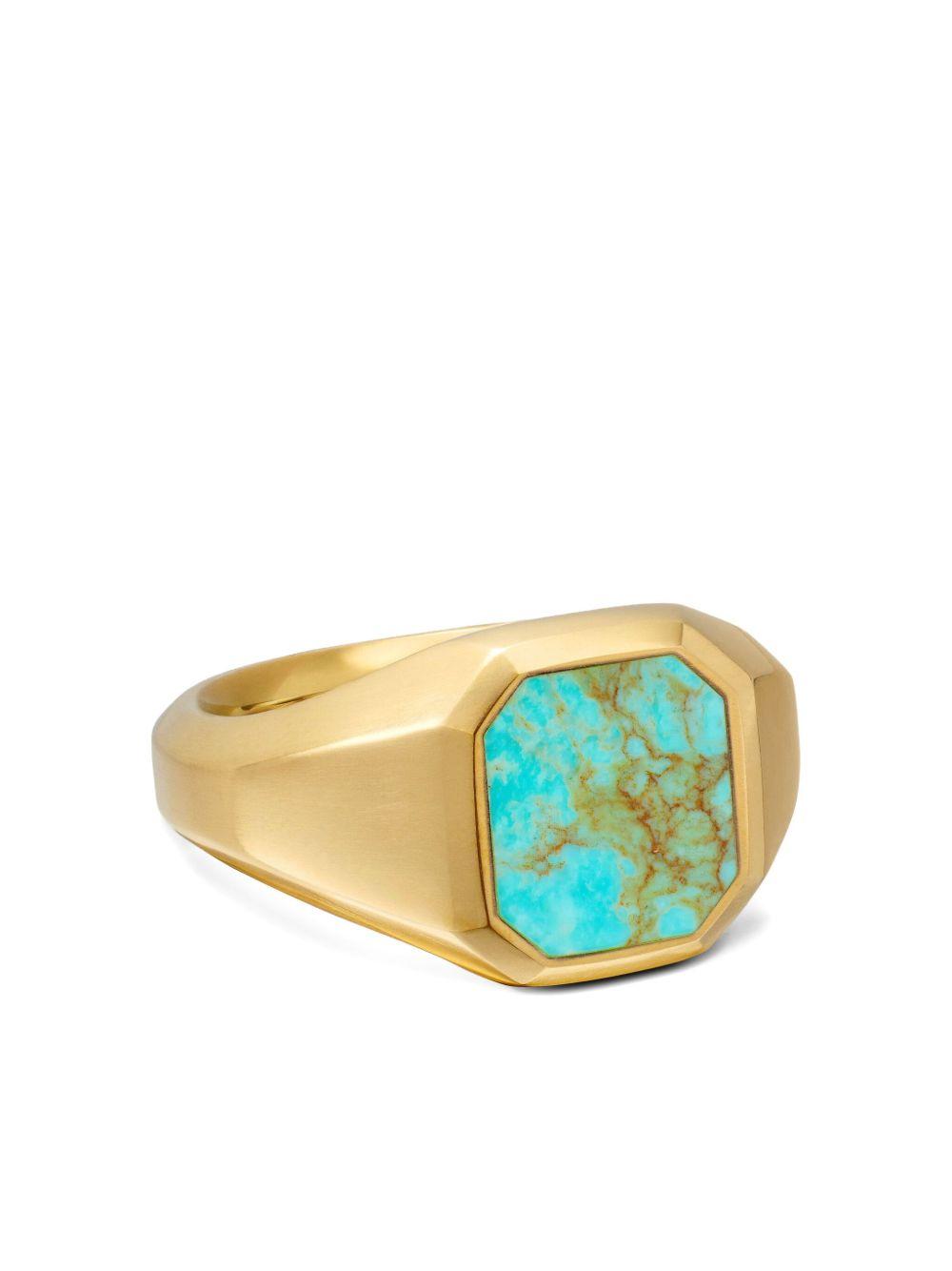 18K yellow gold Streamline® Signet turquoise ring Product Image