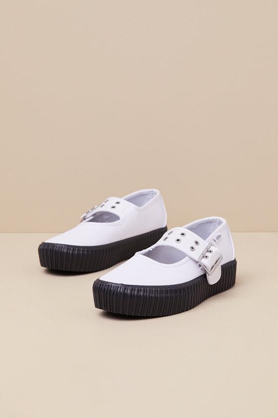 Mary Jane Creeper Grunge Ballet White and Black Flatforms Product Image