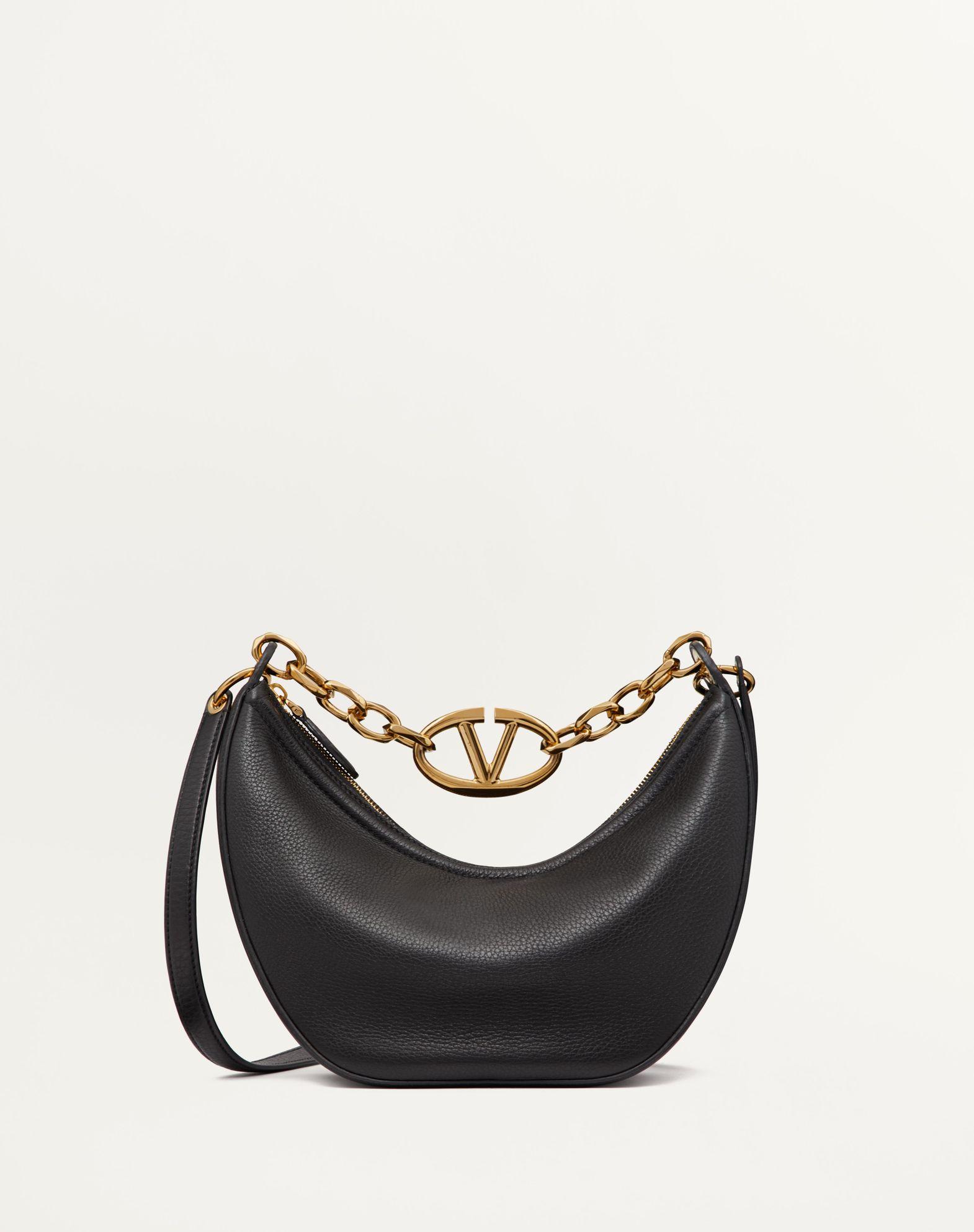 Small Vlogo Moon Hobo Bag In Grainy Calfskin With Chain Product Image