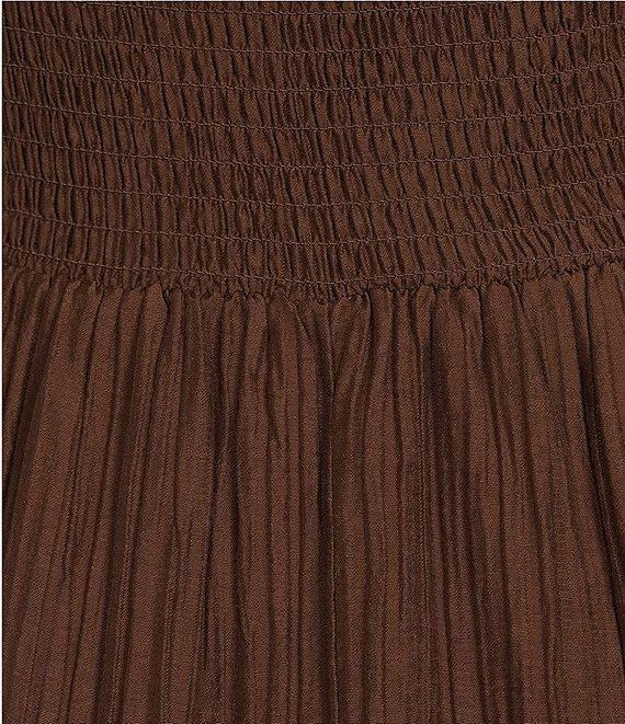 Midnight Doll Crinkle Woven Square Neck Short Puff Sleeve Smocked Bodice Dress Product Image