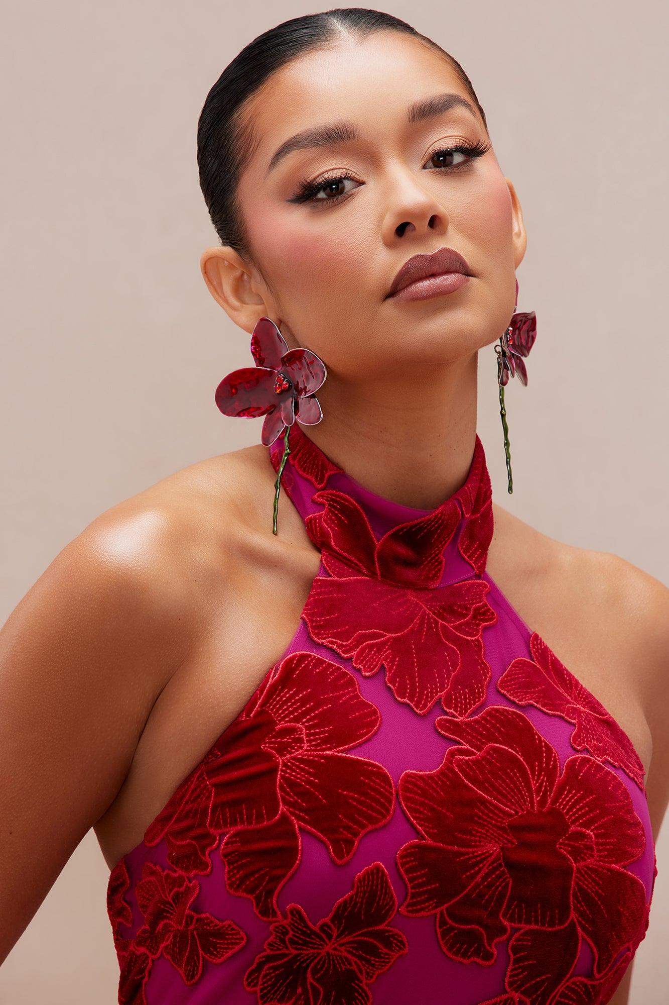 Freya Embroidered Mini Dress - Red Product Image